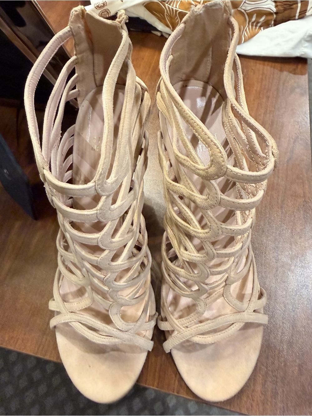 Stuart Weitzman Blush Strappy Cage High-Heel Sandals